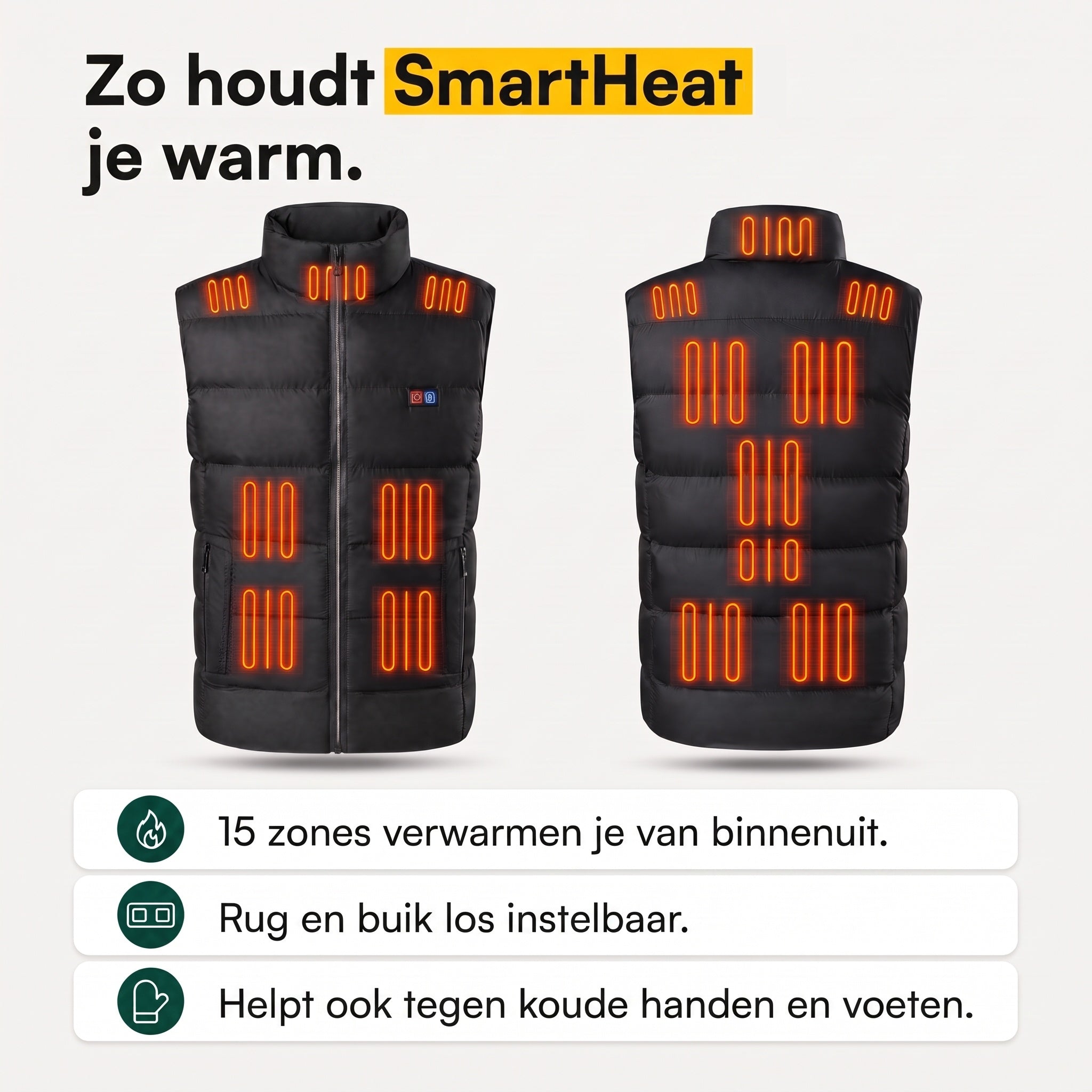 SmartHeat verwarmde bodywarmer, zo houdt de SmartHeat-technologie je warm