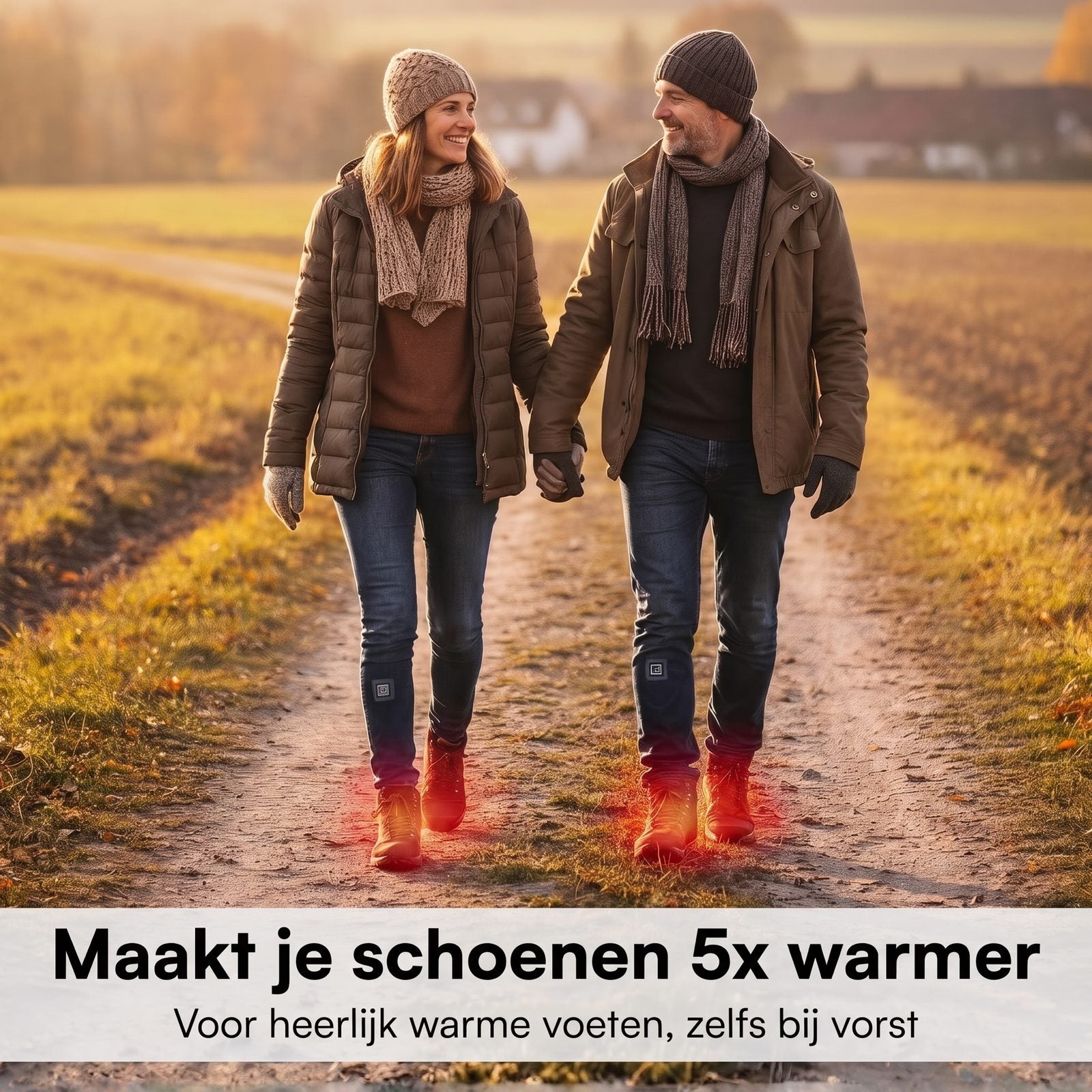 SmartHeat verwarmde sokken tijdens een winterwandeling, maakt je schoenen 5x warmer