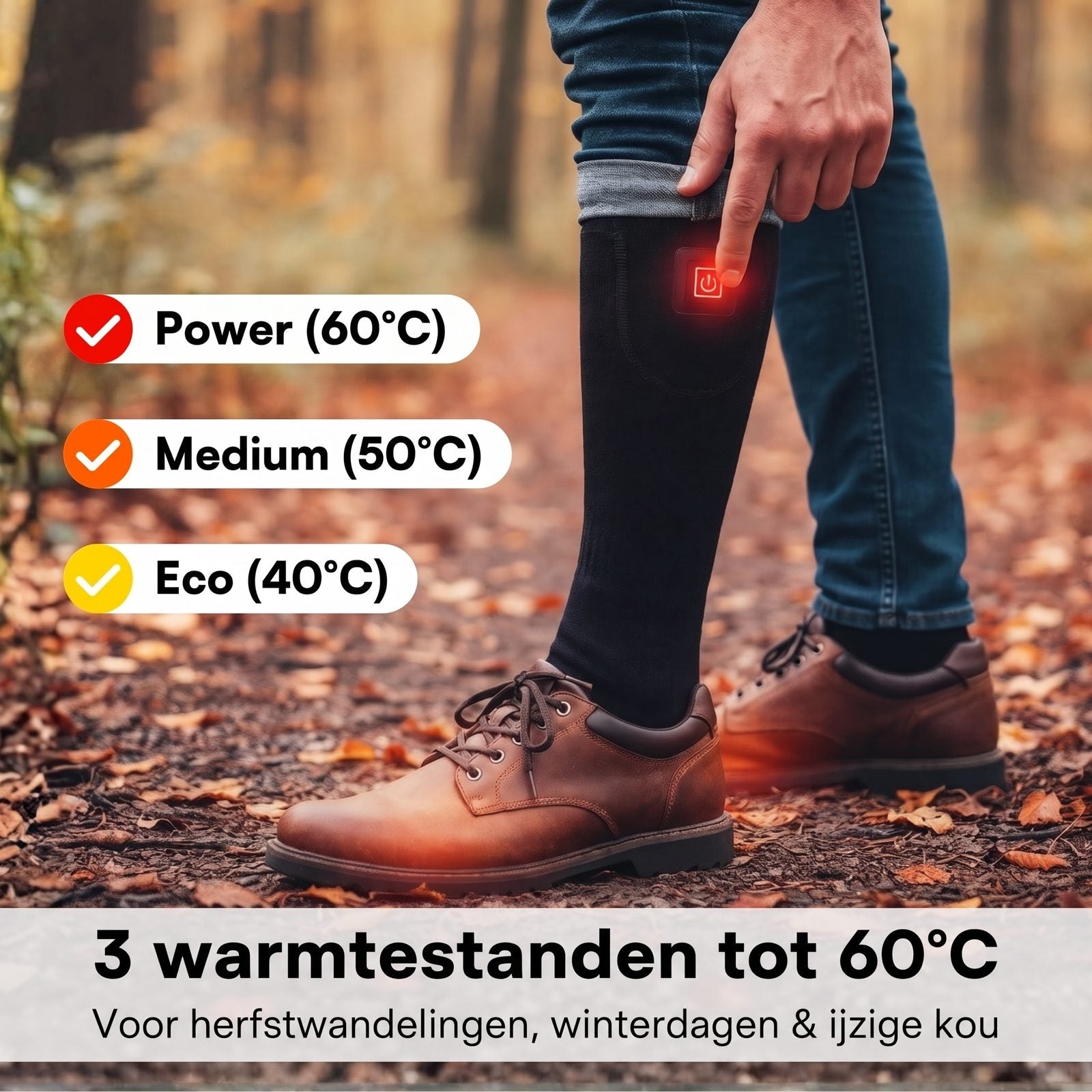 SmartHeat verwarmde sokken, 3 warmtestanden tot 60°C