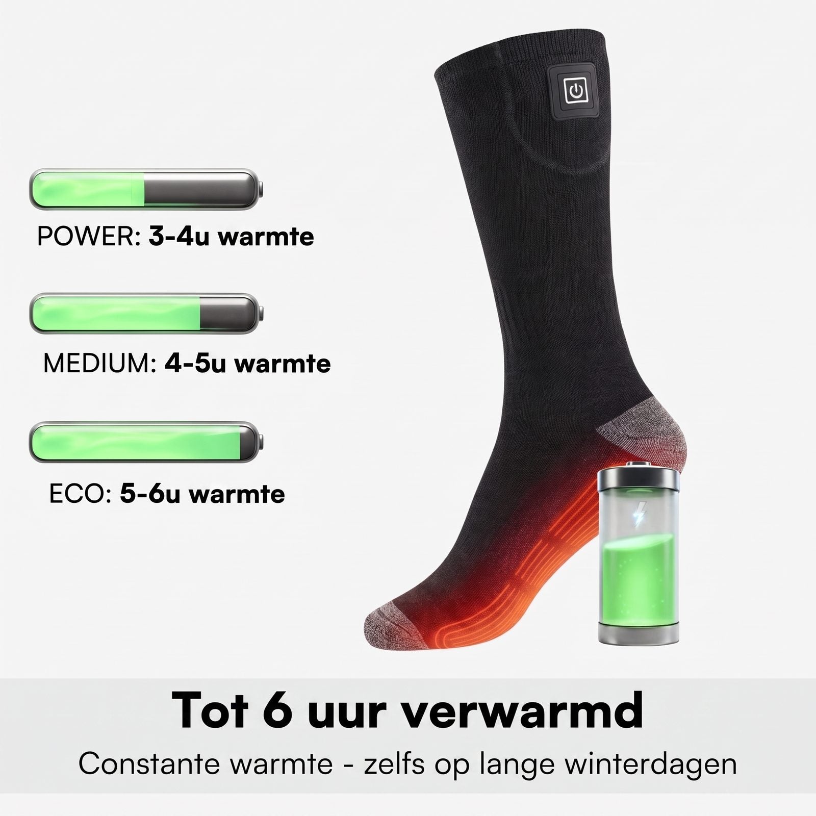 SmartHeat verwarmde sokken, tot 6 uur verwarmd