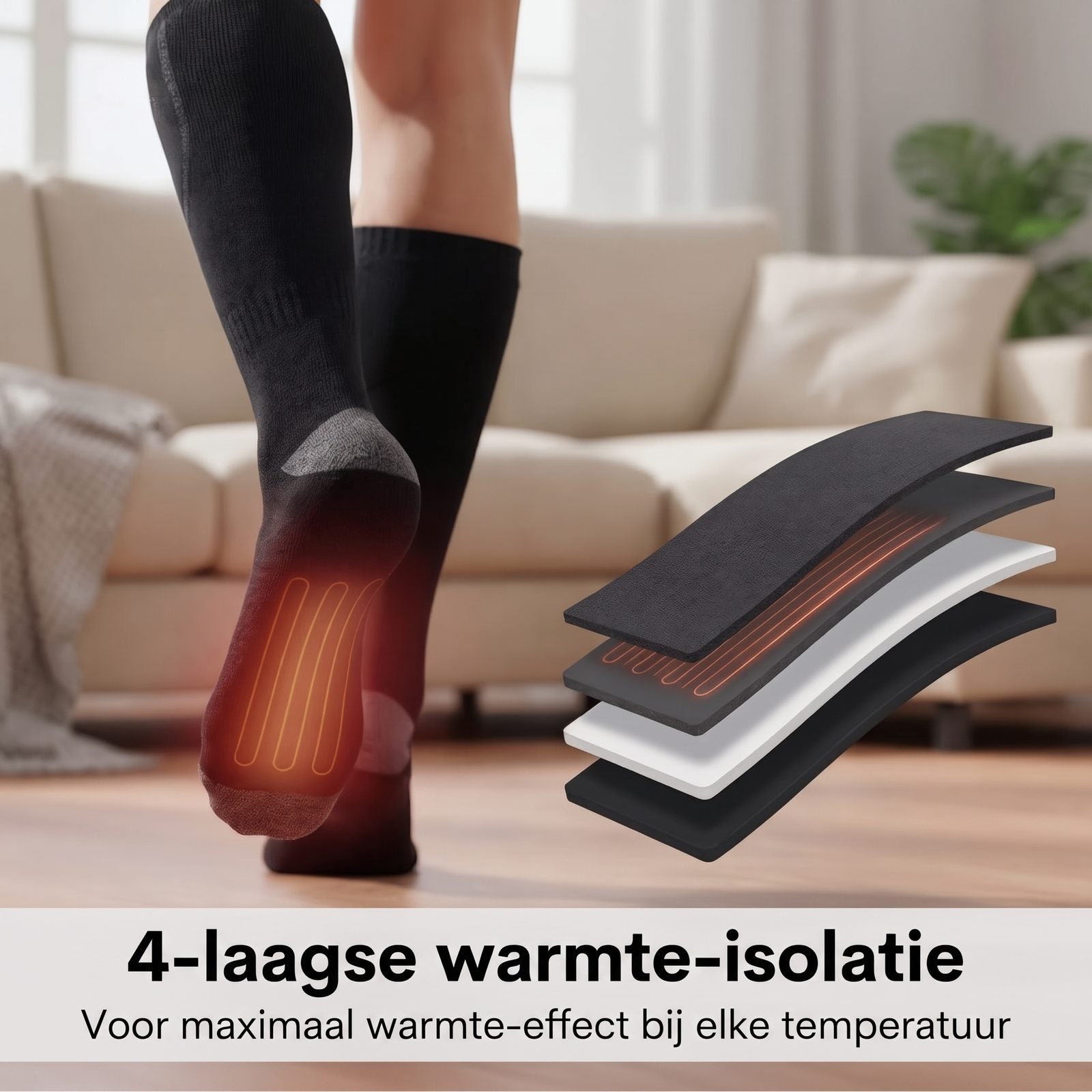 SmartHeat verwarmde sokken, 4-laagse warmte-isolatie